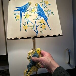 Vintage Parakeet Wall Lamp with Bird Motif Shade